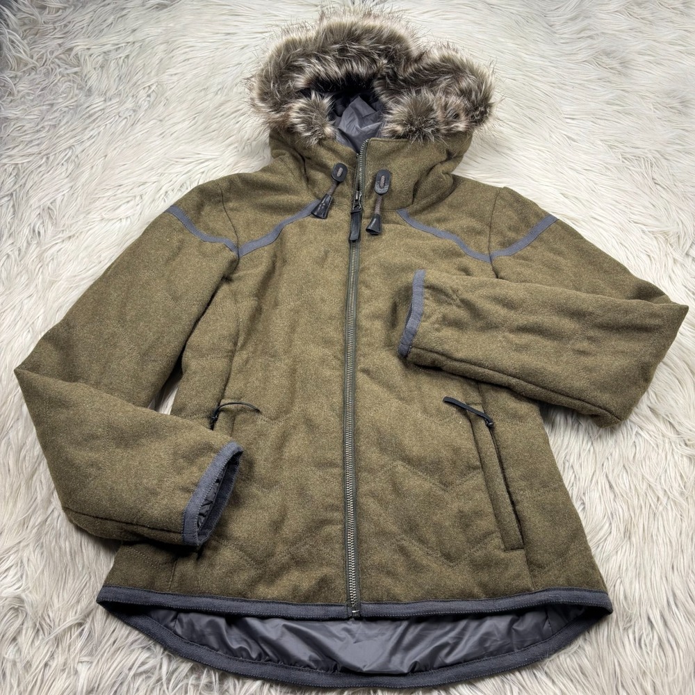 PrAna Women's XS Olive Green Calla Zip-Up Wool Blend Jacket Gorpcore Cabincore